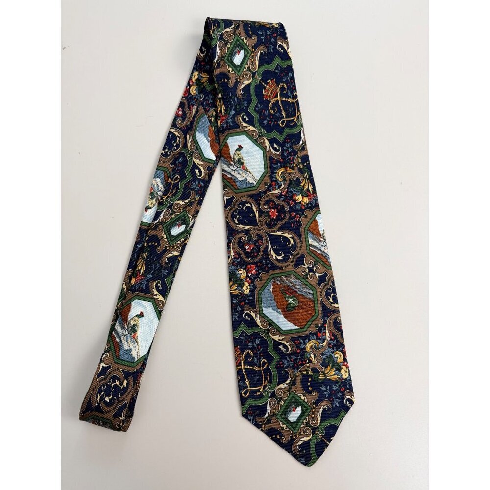 Vintage Polo Ralph Lauren Handmade Silk Mens Tie Hunting Scene & Paisley Print